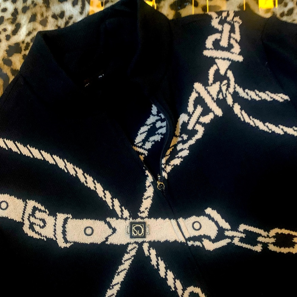 Beautiful St. John - Black & Gold two-piece Cardigan Sweater Set, Size 8 (M)
